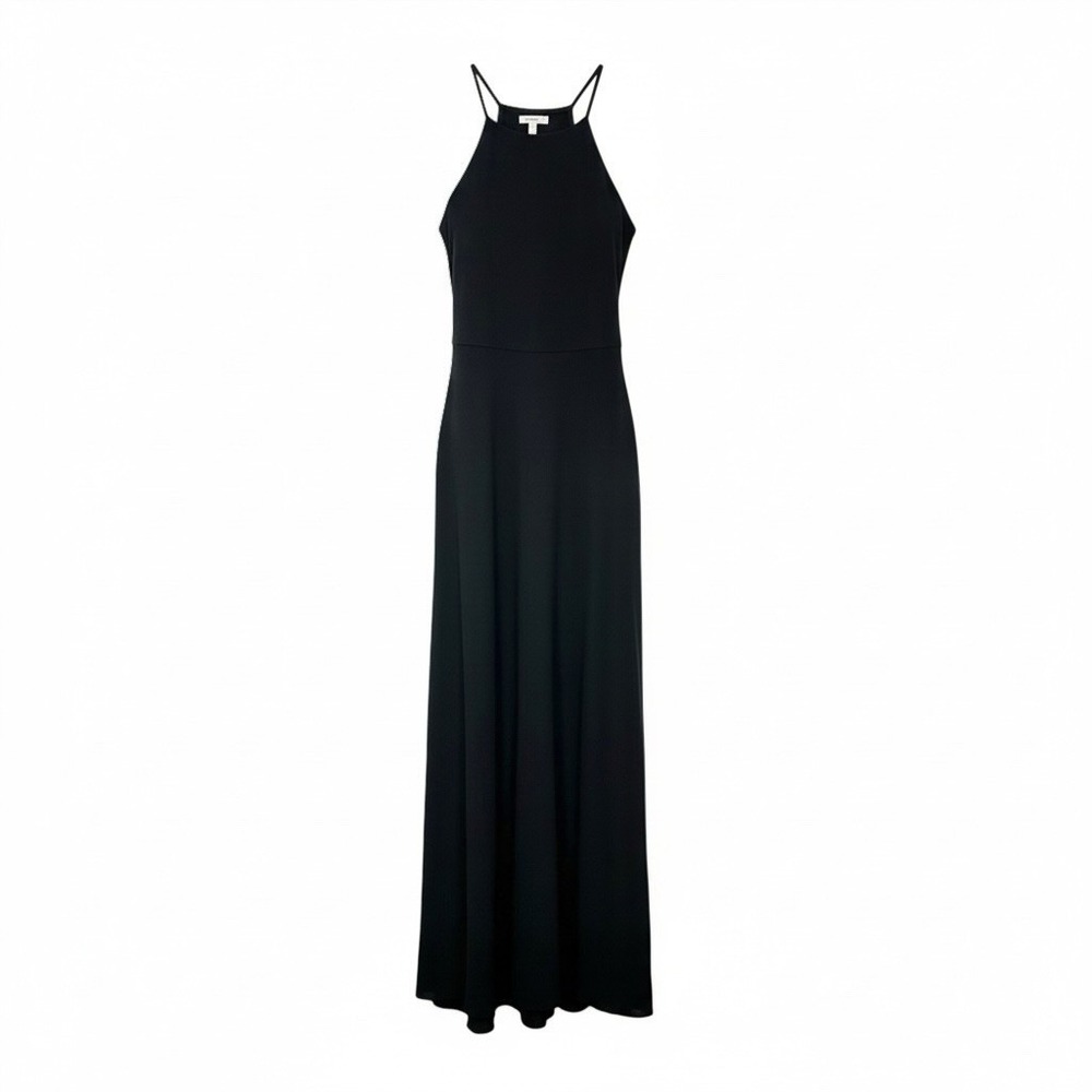 Vintage Express Halter Neck Silk Slip Maxi Dress Sz 9/10 Minimalist Dark Romance